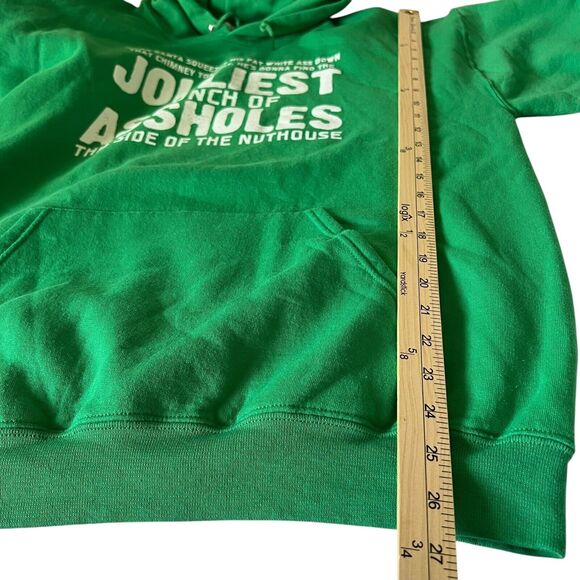 Jolliest Bunch of A-holes Graphic Hoodie Men Large Green Funny Christmas Holiday - Picture 6 of 12